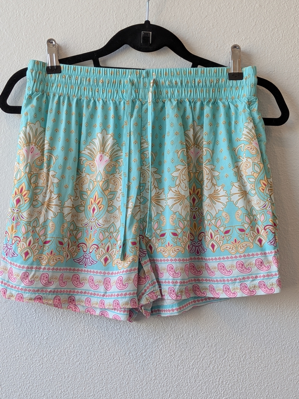 Cupshe Aqua Paisley-Trim Swim Coverup Shorts M